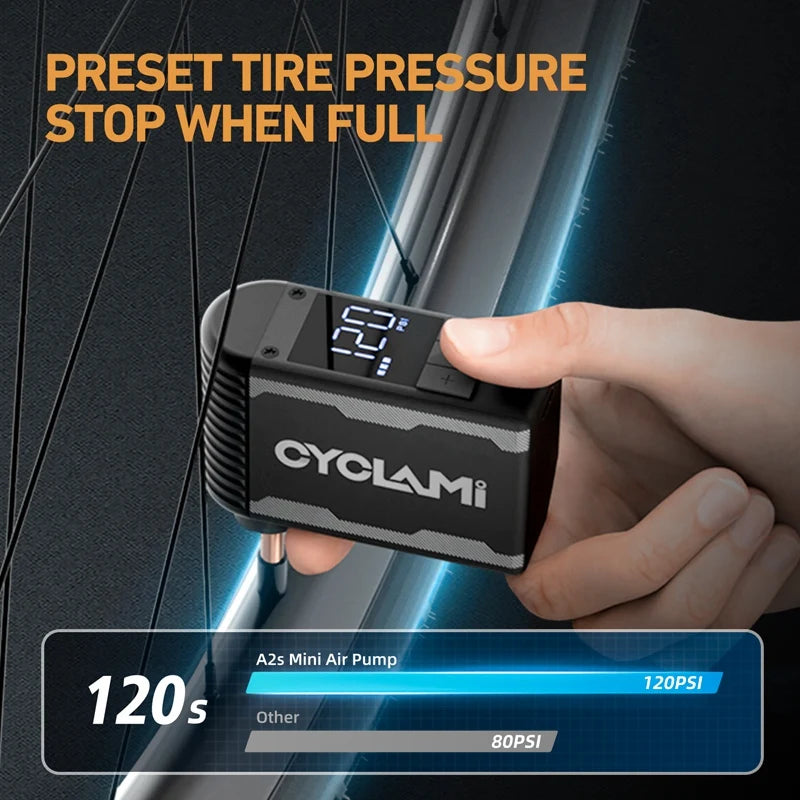 CYCLAMI Mini Pompe à Vélo Portable Rechargeable